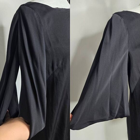 Milly Monarch Silk Slit Sleeve Mini Dress Black Size 6 - Picture 7 of 12